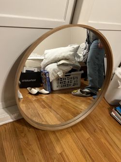 Circular Wooden Mirror 
