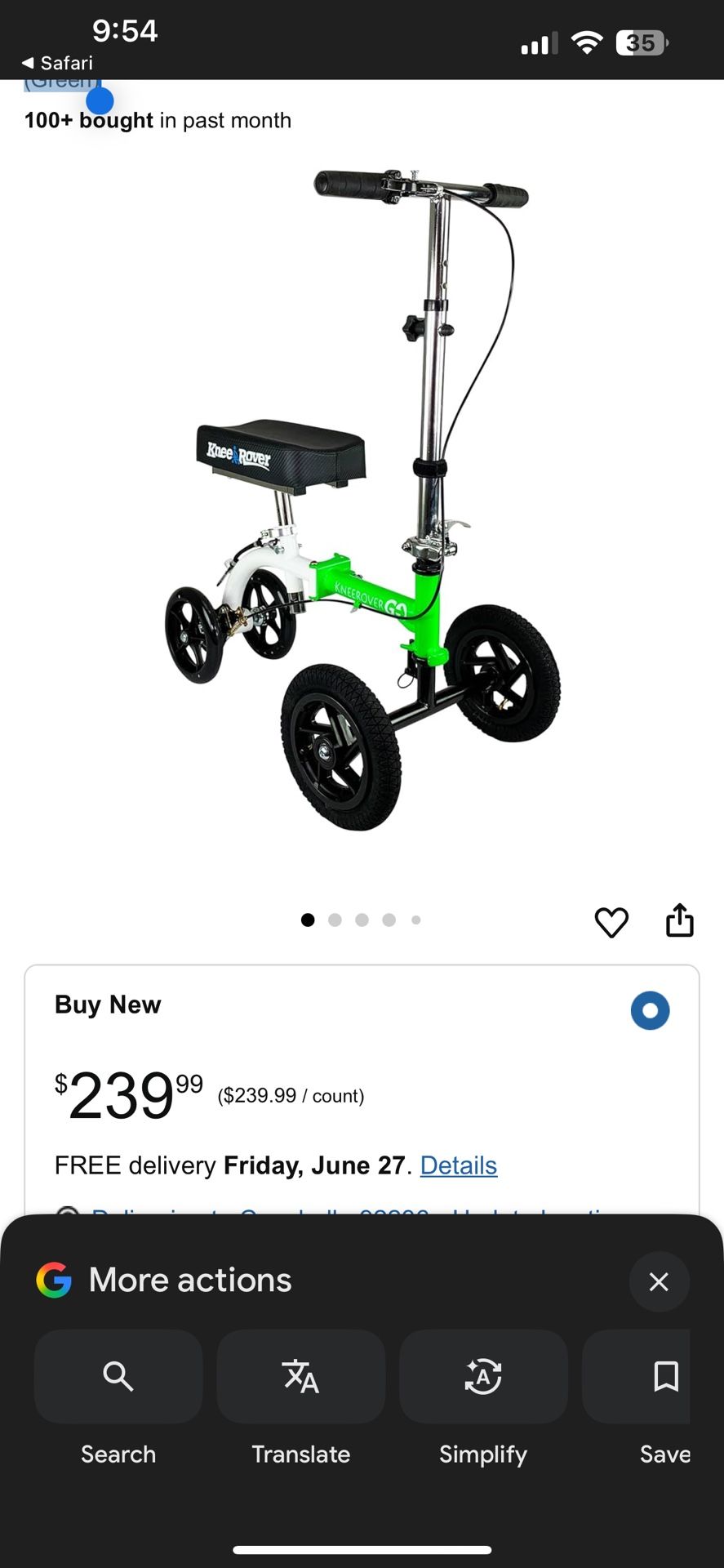 KneeRover GO Hybrid - Most Compact All Terrain Knee Scooter for Adults for Foot Surgery Heavy Duty Knee Walker for Broken Ankle Foot Injuries Recovery