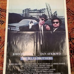 The Blues Brothers 1980 Vintage Original Movie Poster Folded 27 By 41 John Belushi Dan Aykroyd Carrie Fisher