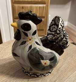 Temp - Tations Old World Black Figural Chicken W/4 Pc  Measuring Spoons