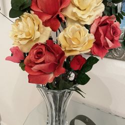 Vase w/ artificial roses