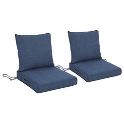 ES268 $35  [set of 2] 23x26 Inch Outdoor Deep Seat Cushion Set, Waterproof Patio Furniture Cushions with Adjustable Straps & Removable Cover for Patio