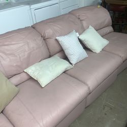 Pink Leather Couch Set
