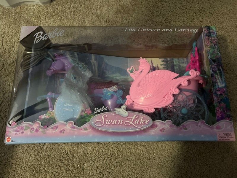 Barbie of Swan Lake Lila Unicorn and Carriage Horse RARE B2662 NFRB NIB