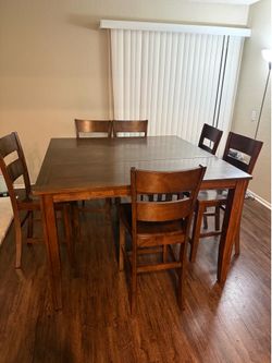 Wood table 6 chairs