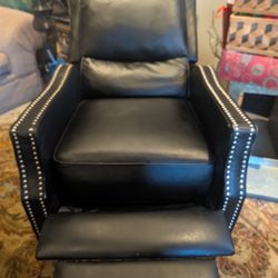 Caspian Charcoal Faux Leather Pushback Recliner