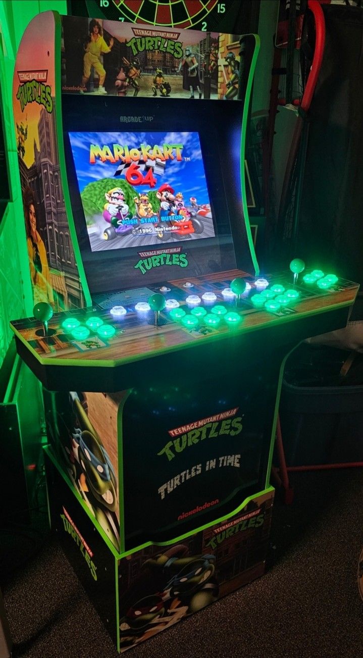 Retro TMNT Arcade1up Cabinet With Over 15,000 Video Games and Matching Stool