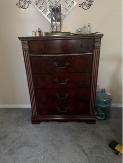 Dark Wood Tall Dresser Chest