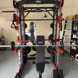 Smith Machine 200 | Adjustable Bench | 245lb Cast Iron Olympic Weights | 7ft Olympic Bar | Fitness | Gym Equipment | FREE DELIVERY/INSTALLATION 🚚 🛠️