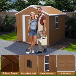 6X4 FT Heavy-Duty Metal Storage Shed with Windows, Lockable Door & Ventilation - Weatherproof Outdoor Garden Shed for Backyard, Lawn, and Tool Organiz