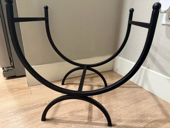 Pure Garden Black Metal Firewood Rack – 23" × 14" × 23"