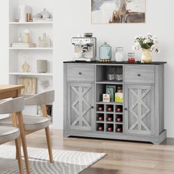 Buffet Cabinet with Storage, 44.5” Bar Cabinet with 2 Drawers and Adjustable Shelves, Buffet Sideboard for Kitchen, Dining Room