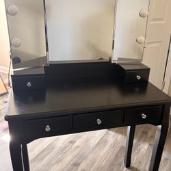 Black Vanity With Lights