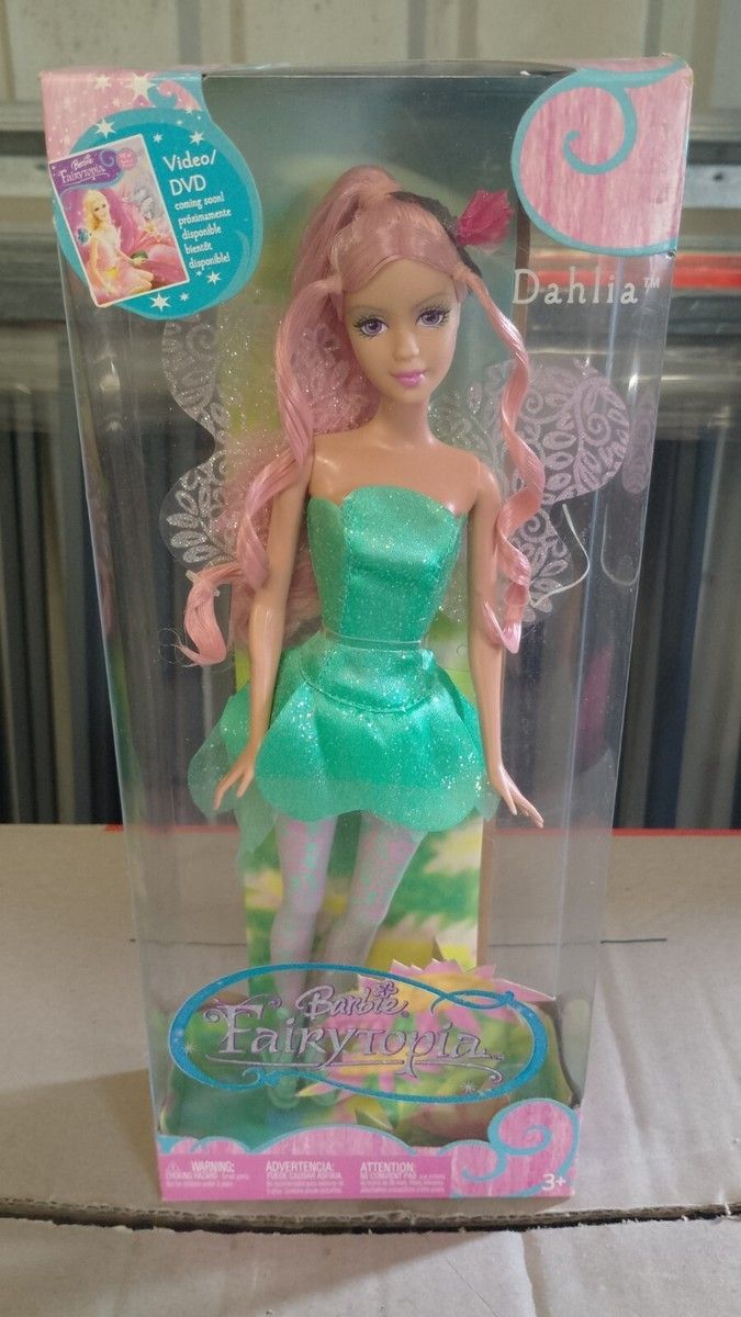 New In Box RARE 2004 FAIRYTOPIA DAHLIA Green GLITTER BARBIE! 