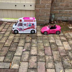 Barbie Convertible And Clinic Care Van