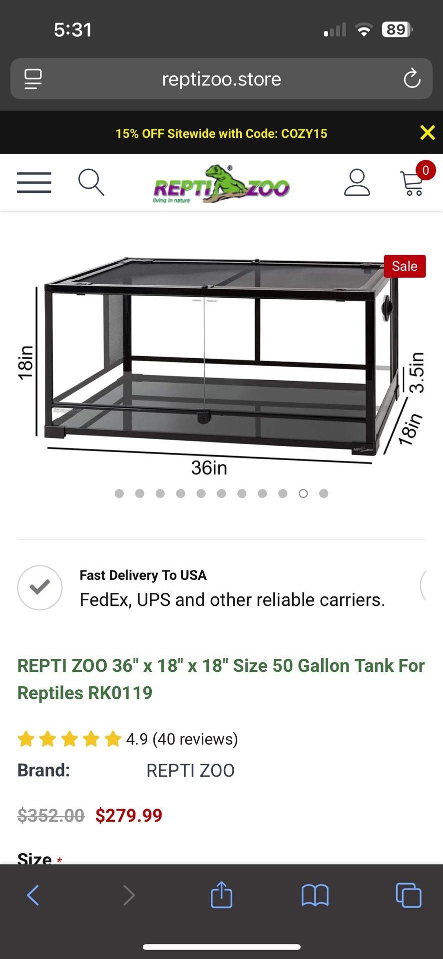 Repti Zoo (Knock Down) 36x18x18