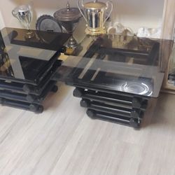 1970s Mid Century Modern French Tubular Steel End Tables 