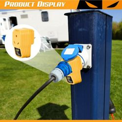 leofit Adapter Circuit Analyzer with LED Indicator Light, RV Surge Protector 30 Amp,30 Amp Male to 30 Amp Female for RV Trailer,Yellow