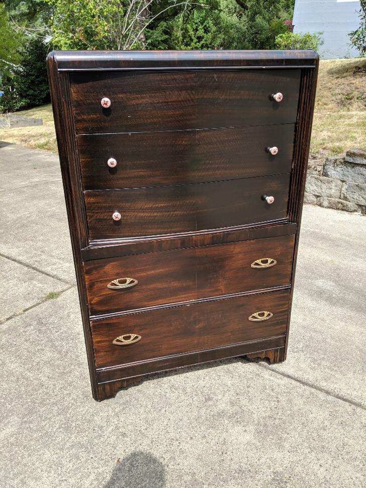 Large Antique Wooden Dresser Tall boy Drawers