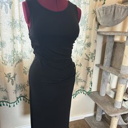 Black Ruched Sleeveless Dress