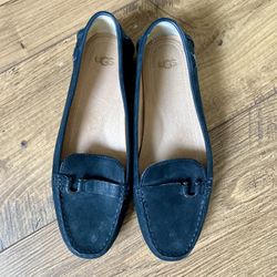 UGG Callen Black Suede Nubuck Driving Loafers- Women’s 8.5