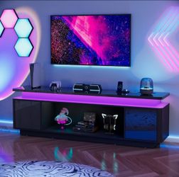 71" LED TV Stand Console cabinet storage entertainment center black