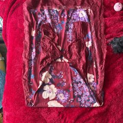 Free People Long Sheer Dress, Red & Purple