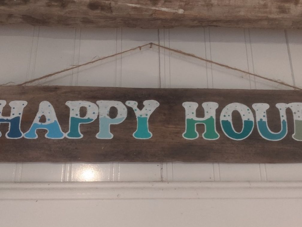 Happy Hour Driftwood Sign