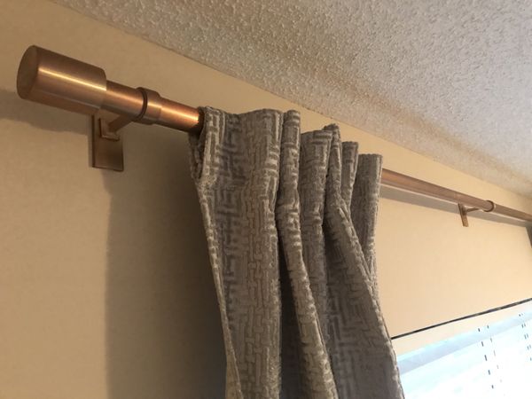 West Elm Gold Curtain Rod And Or West Elm Grey Geometric Curtains