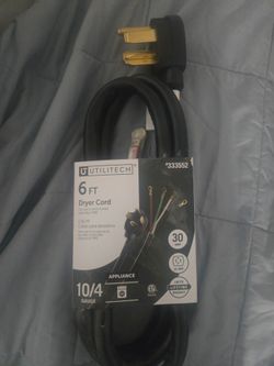 Utilitech 6-ft 30 -Amp 3 -Prong Gray Dryer Appliance Power Cord