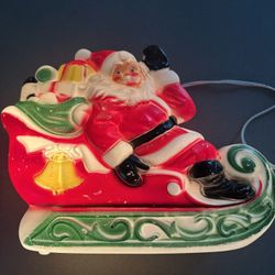 Vintage Empire 1970's 70's Santa Claus in Sleigh Christmas Lighted Blow Mold