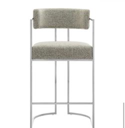 💫MODWAY Huron Modern Barrel Counter Stool - Silver Wheat💫