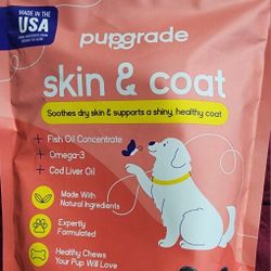 PupGrade Skin & Coat Chews for Dogs with Omega-3s and Antioxidants for Itchy Skin, 120 count