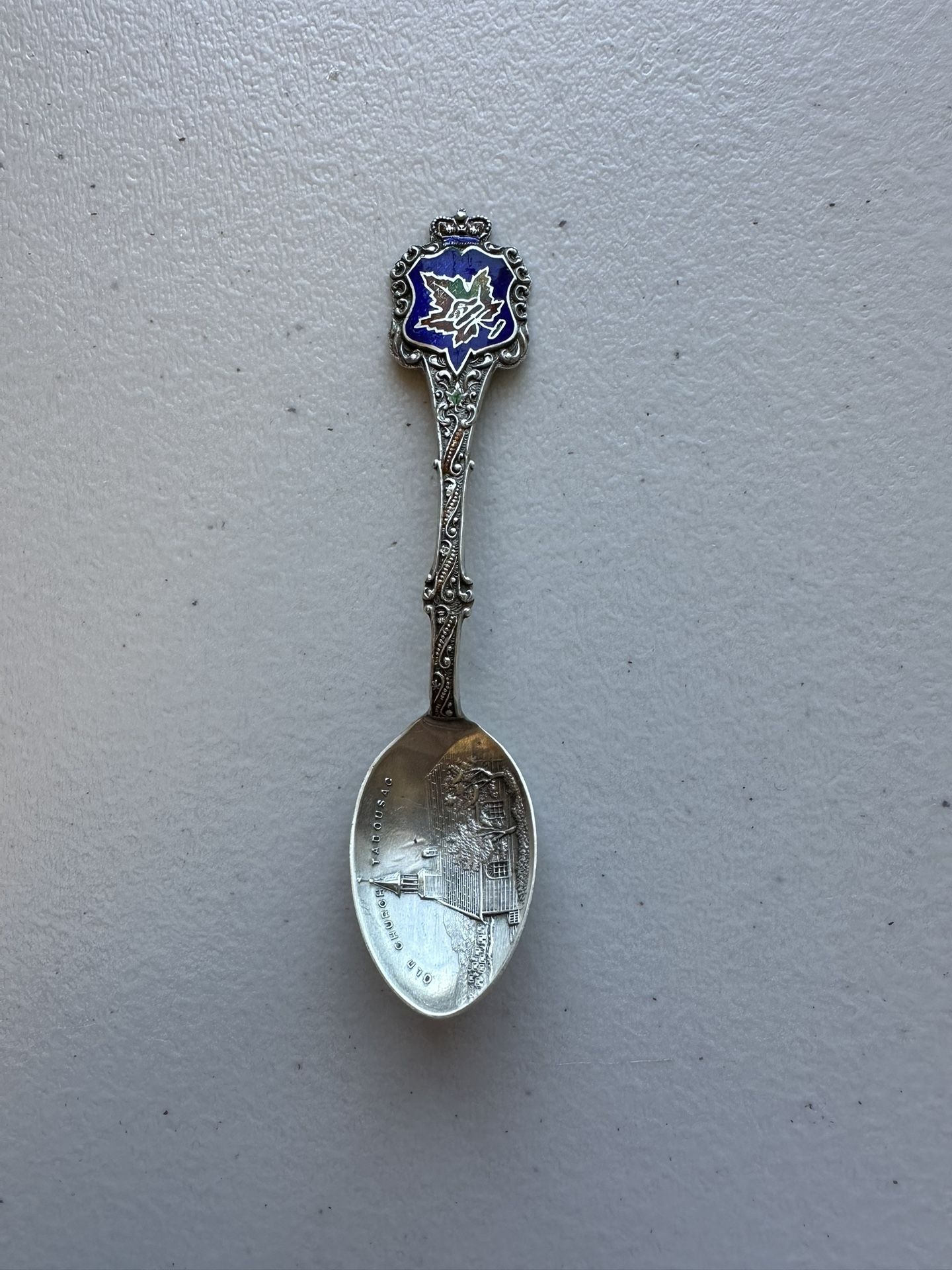 Antique Sterling & Enamel Old Church Tadousac Souvenir Quebec, Canada
