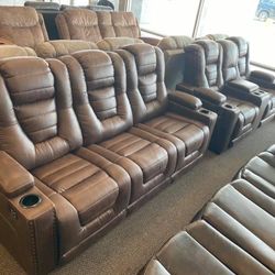 Owner's Box Thyme Power Reclining Living Room Set with Adjustable Headrest /Couch /Sofa and Loveseat