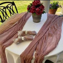 Mauve/Purple/Cream Cheese Cloth Table Runners