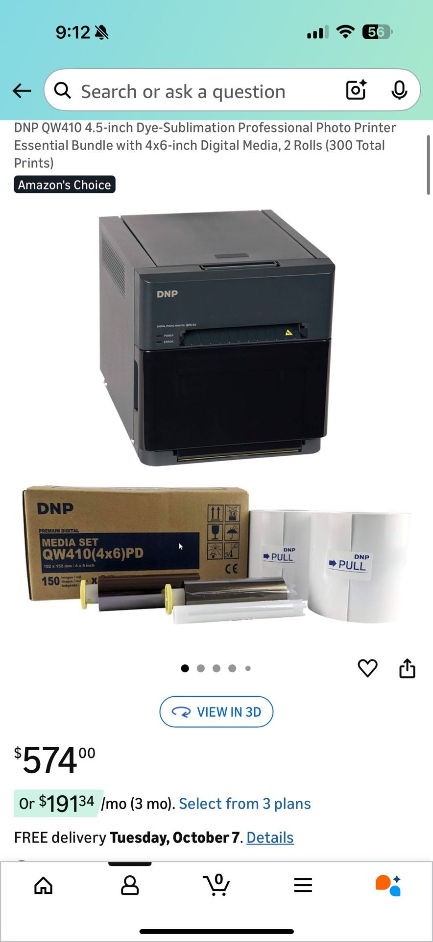 DNP QW410 4.5-inch Dye-Sublimation Professional Photo Printer Essential Bundle with 4x6-inch Digital Media, 2 Rolls (300 Total Prints)