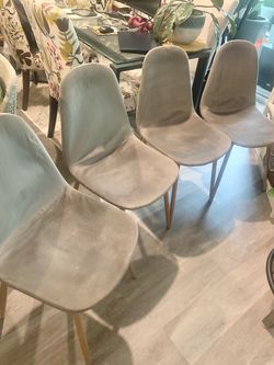 Set of 4 Gray Velvet Dining Chairs – Beautiful & Comfortable