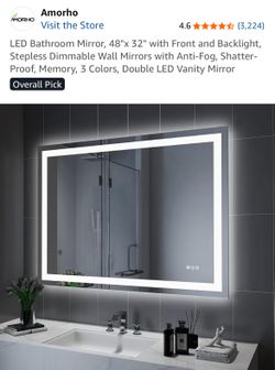 LED bathroom mirror. 72” x 36”