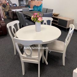 White 5-pc Dining Set ( Table+ 4 Chairs)