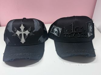 Rude Awakening Distressed Graphic Baseball Caps – Set of 2