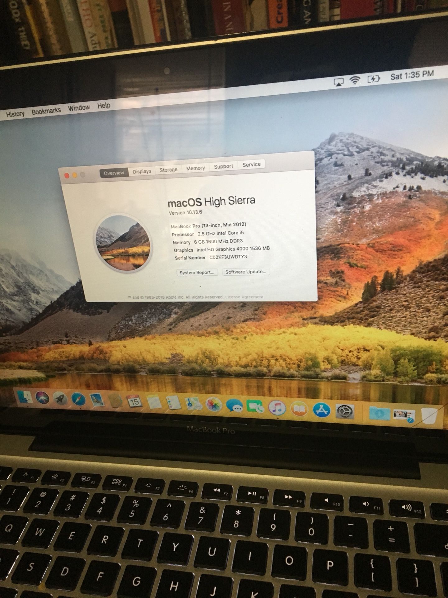 13 inches 2012 MacBook Pro i5 processor 8 GB memory ram 500 GB hardrive