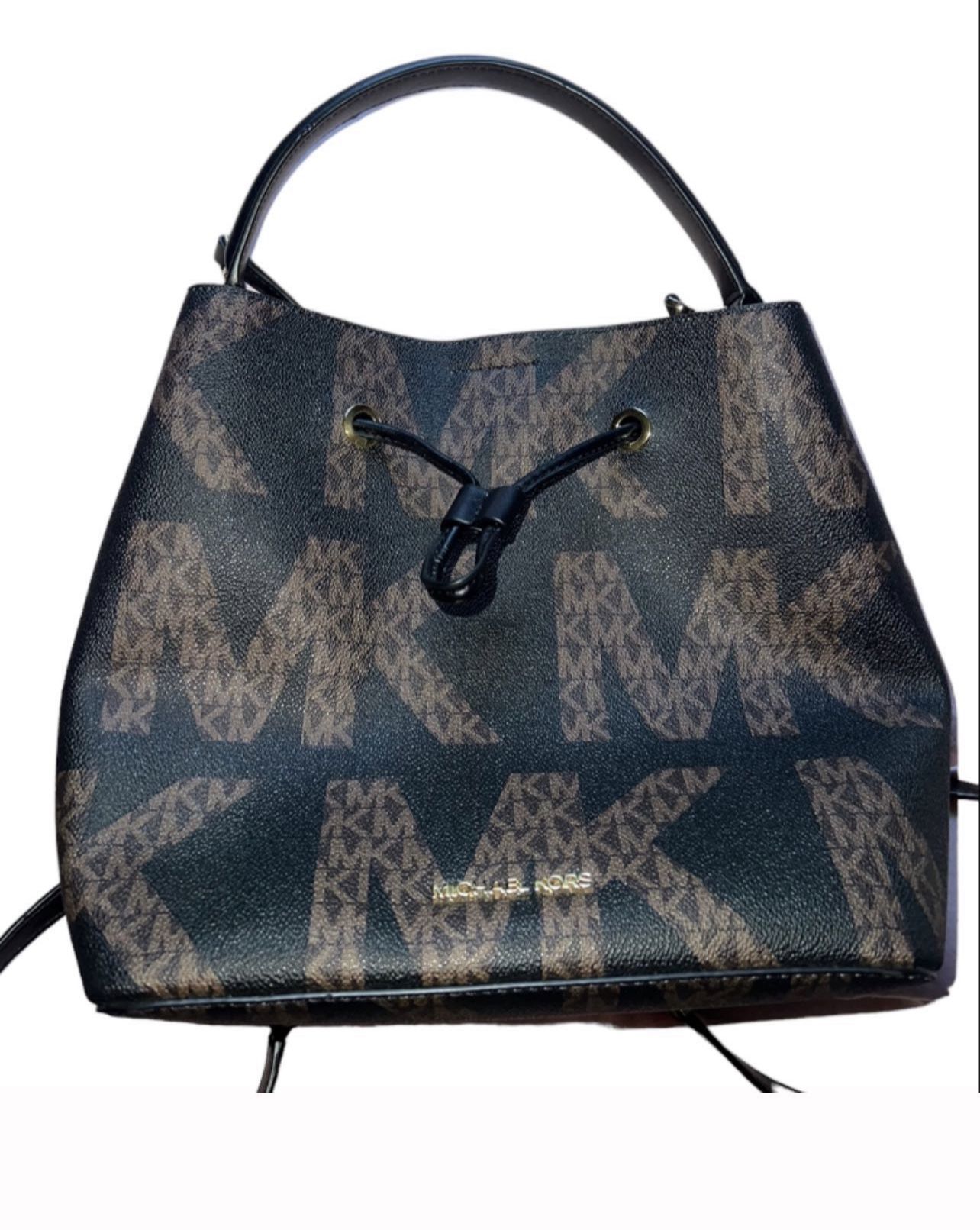 Michael Kors Suri Large Bucket Bag Drawstring Graphic Logo Brown MK Black  Multi for Sale in Mililani, HI - OfferUp