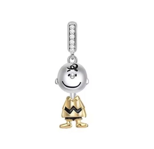 Sterling Silver S925 Peanuts Snoopy Woodstock Bracelet Charm