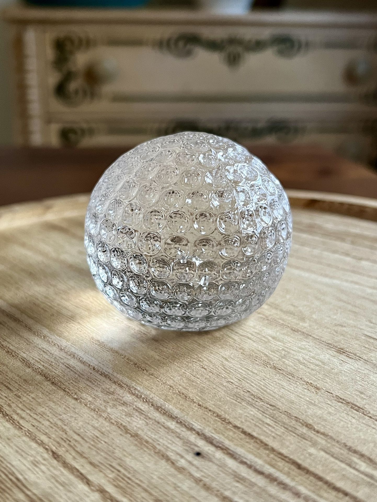 Glass Golf Ball Paperweight or Trophy 