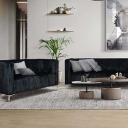 Black Or Grey 2 Piece Sofa & Loveseat 🔥financing Available 