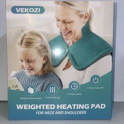 Vekozi Weighted Heating Pad for Neck and Shoulders 17" x 23". Blue