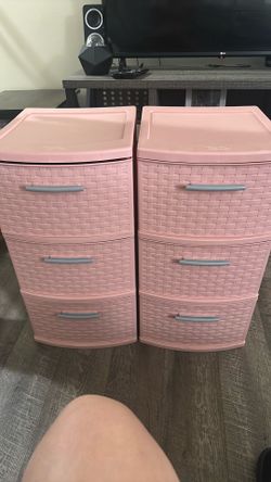 Pink plastic drawers