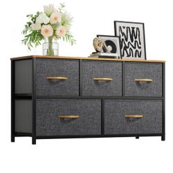 Dresser with 5 Drawers - Fabric Storage Tower, Organizer Unit for Bedroom, Living Room, Closets, Etc
