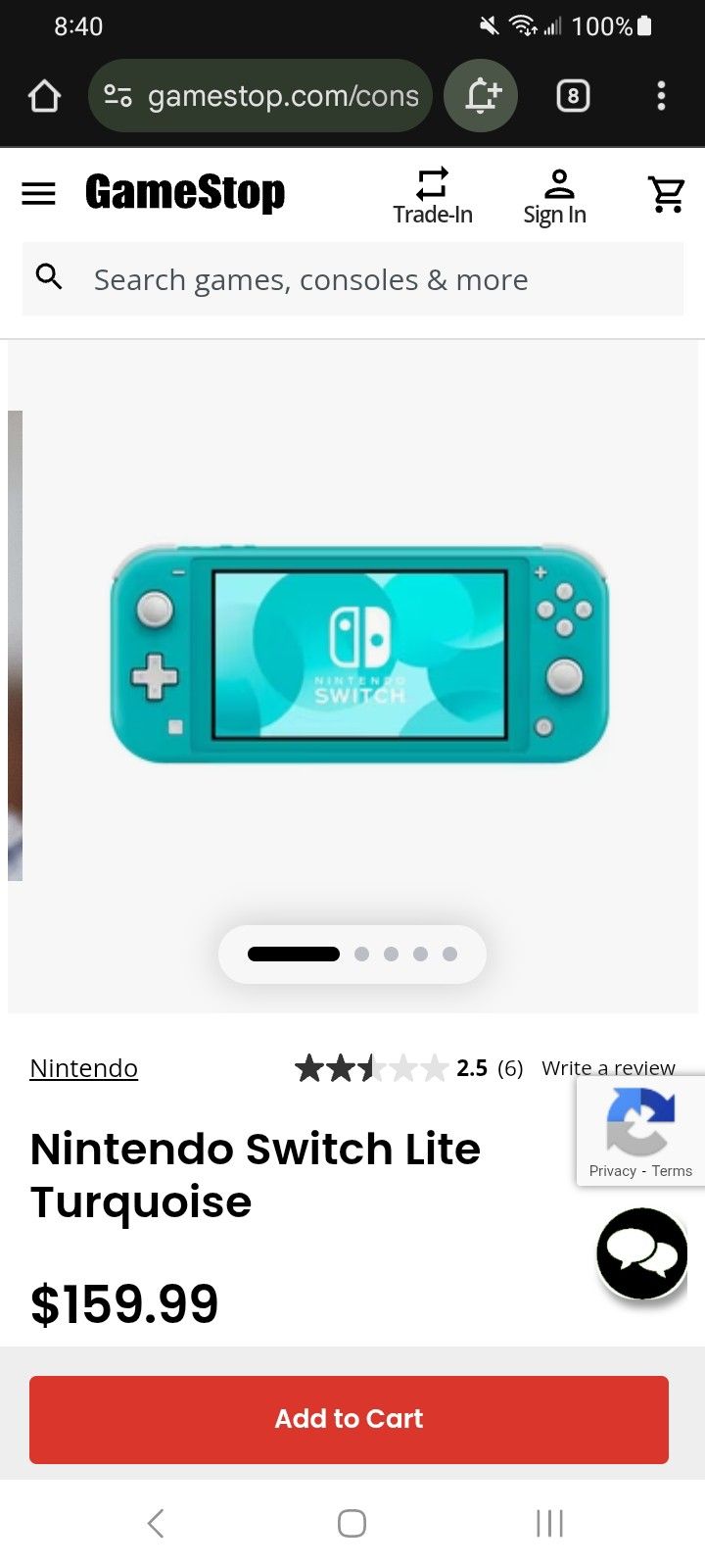 Nintendo Switch Lite Turquoise 